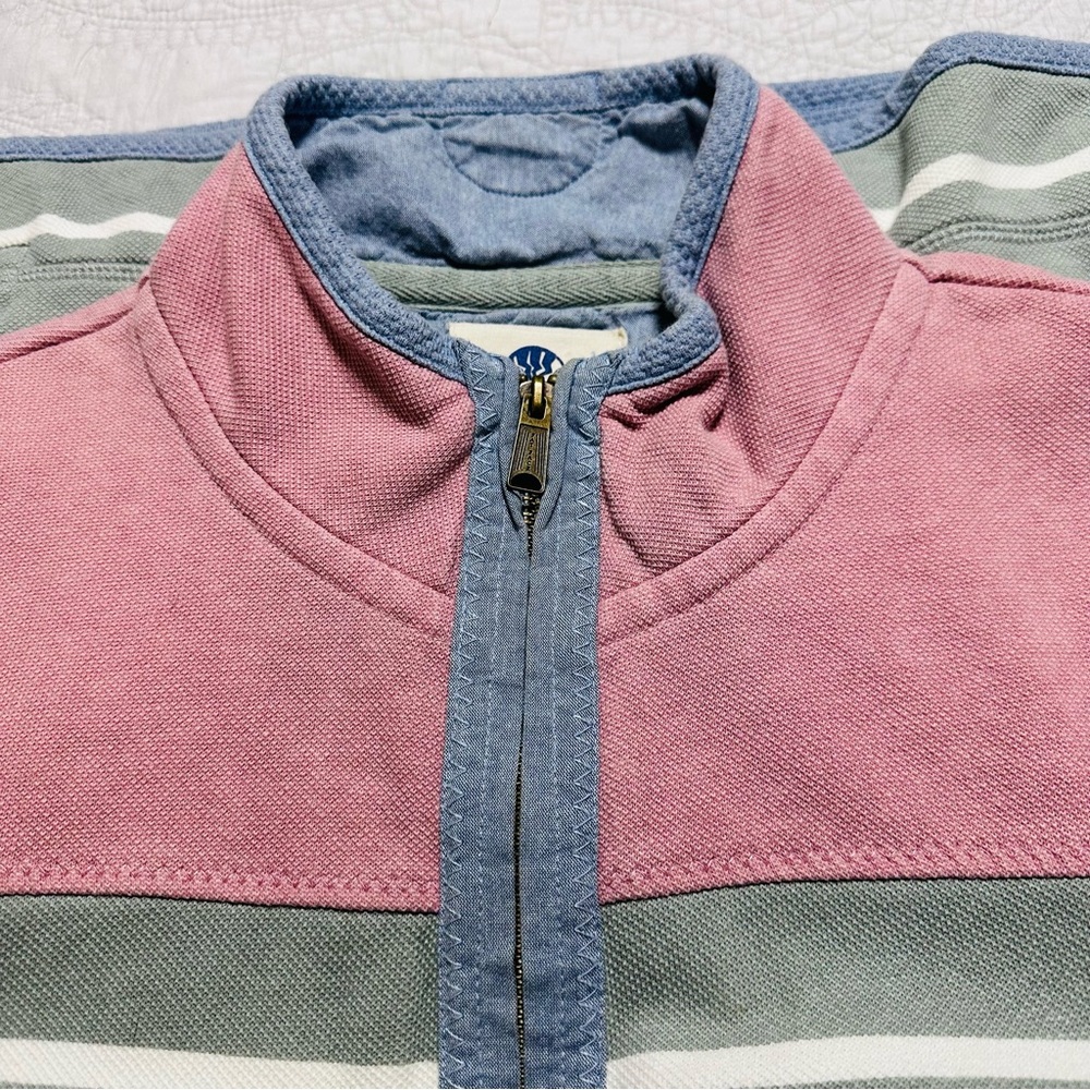 Fat Face The Airlie Women’s 1/4 Zip Pullover Eucalyptus Green Striped Top Sz.14 - Picture 4 of 13